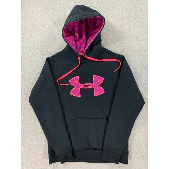 Under Armour Tops - Under Armour Semi-Fitted Storm Hoodie Sweatshirt‎ (Women's Small) Black/Pink